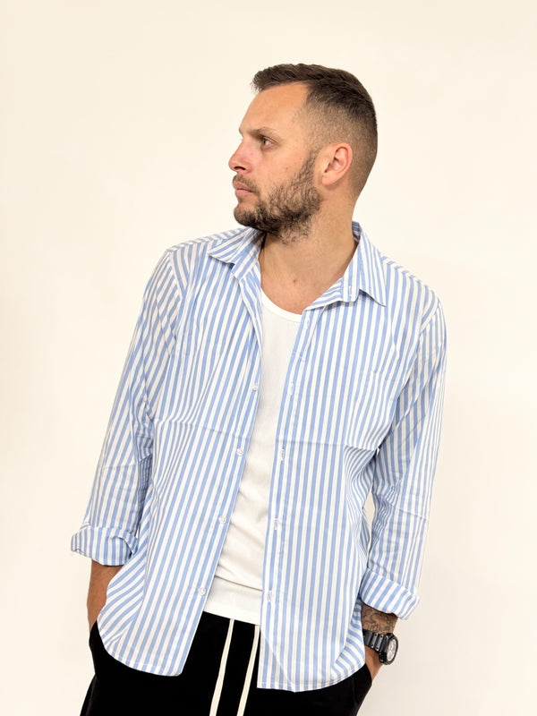 Camicia j.W regular rigata celeste