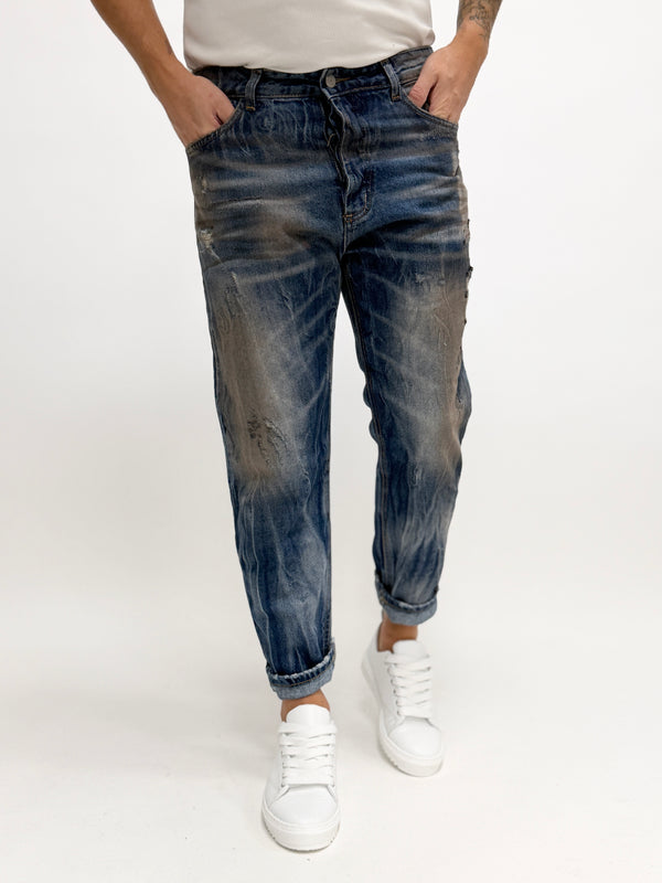 Jeans carrot fit vintage sporcato scuro