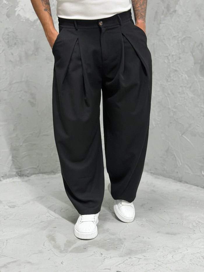 Pantalone VALENCIA japan doppia pinces nero