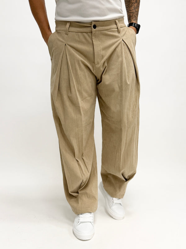Pantalone LIEGI velluto fondo ampio beige