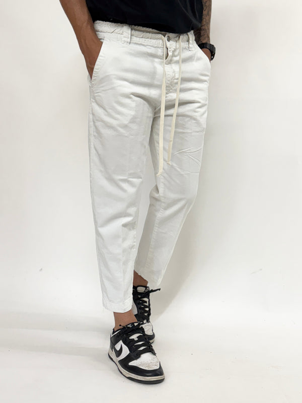 Pantalone PARIGI cotone coulisse bianco