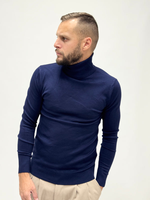 Maglioncino AD basico collo alto blu