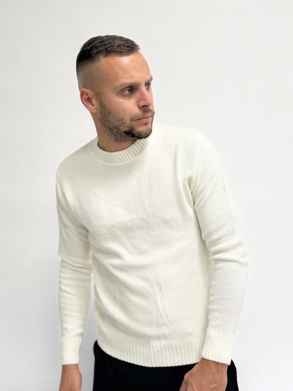Maglione AD basico nido d'ape bianco