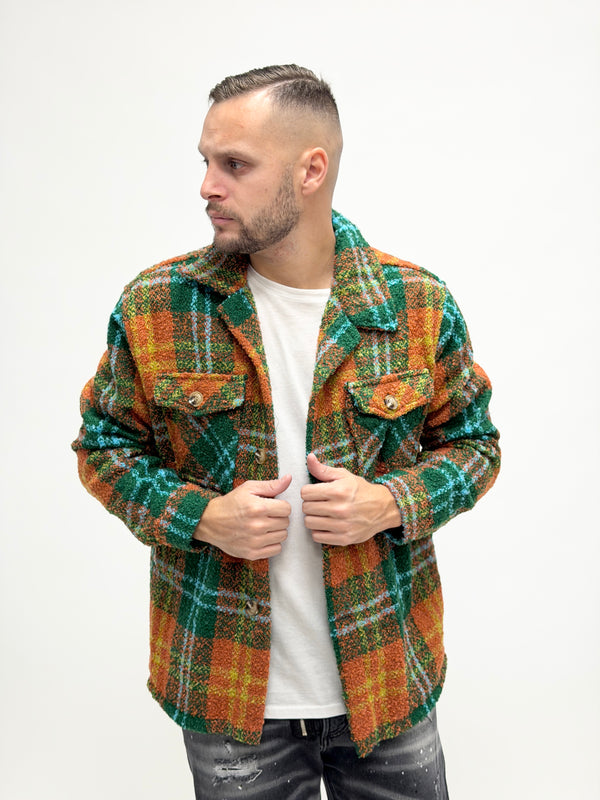 Giacca/Camicia Teddy scacchi verde-arancio