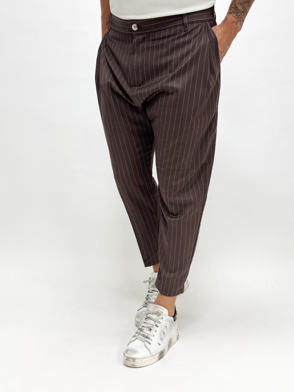 Pantalone MADRID con pinces gessato moro