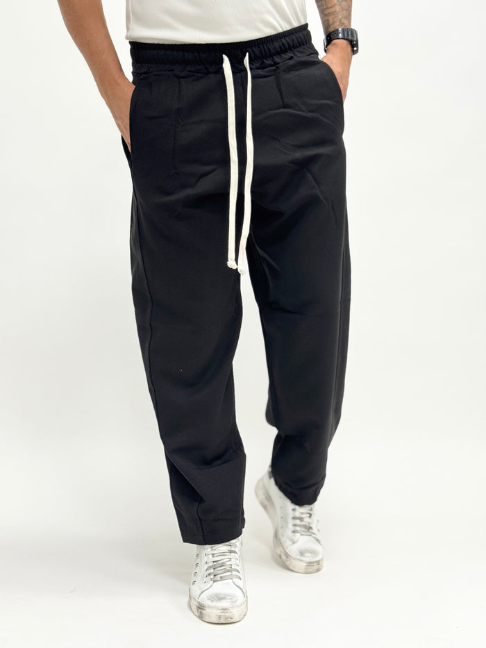 Pantalone LISBONA fondo ampio cuciture nero SS