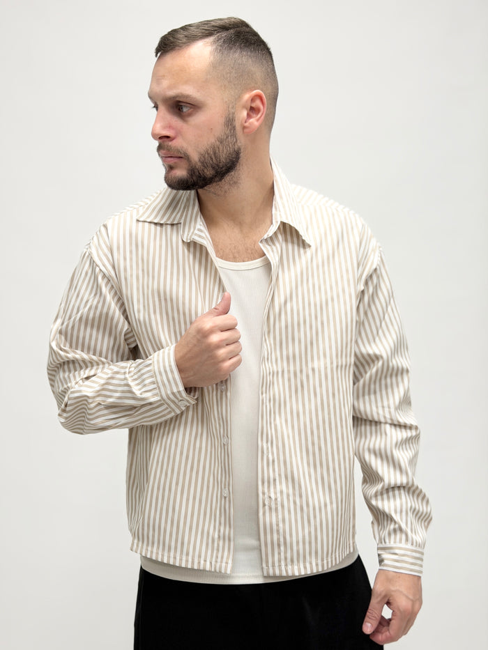 Camicia boxy fit cropped liscia gialla