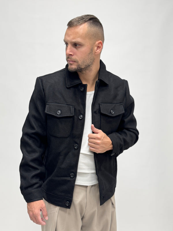Giacca/Camicia in panno nera