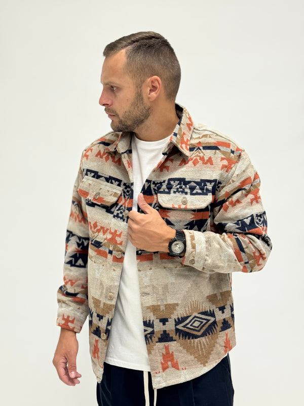 Giacca/Camicia lanetta azteca beige-arancio