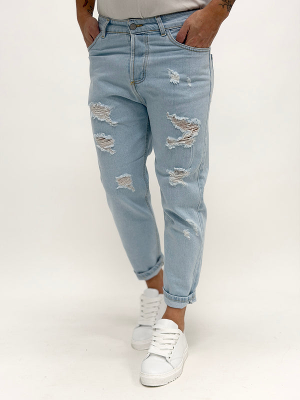 Jeans CH carrot fit chiaro rotture