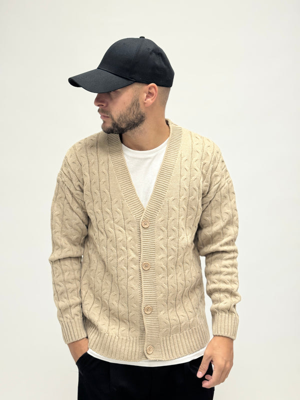 Cardigan AD basico intrecciato camel