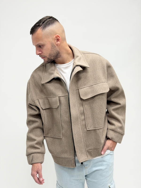 Giubbotto in panno oversize beige