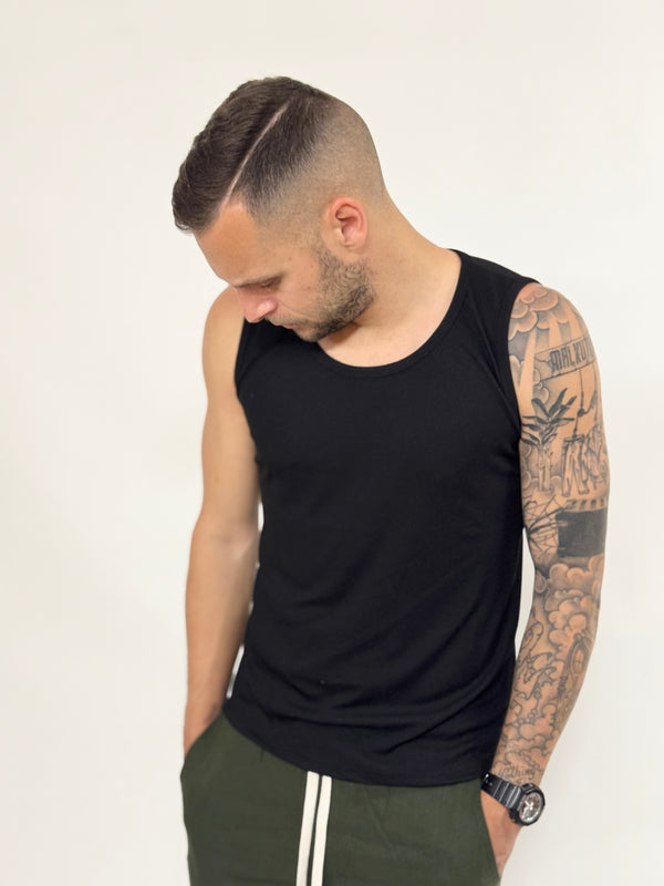 Canotta A.D slim a coste nera