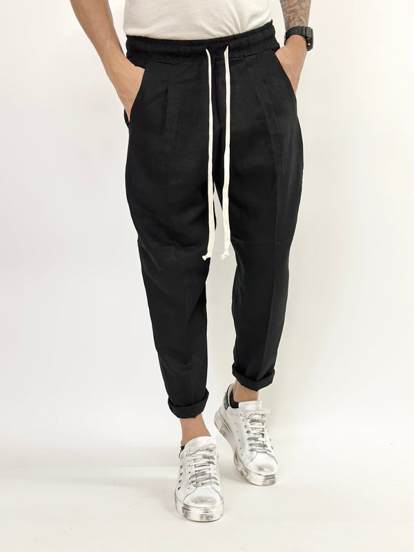Pantalone PANAMA japan nero LINO