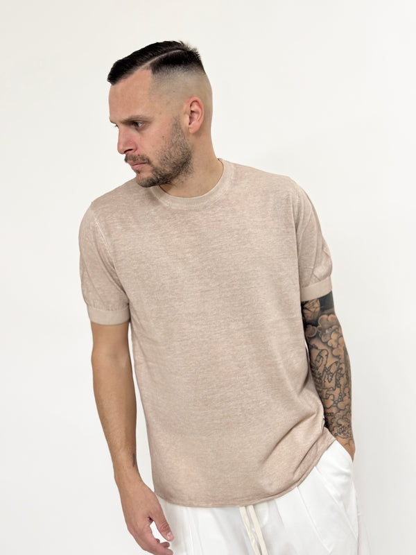 T-shirt J.W in maglia slavata beige