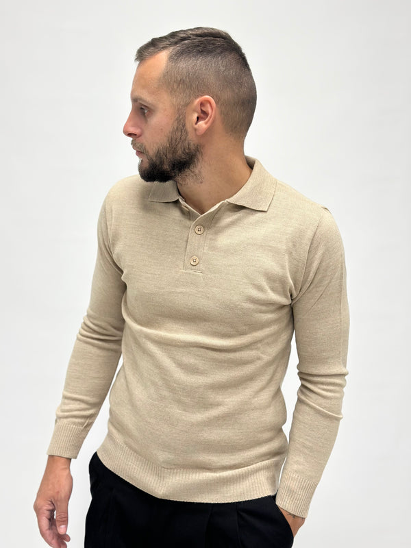 Polo AD manica lunga beige