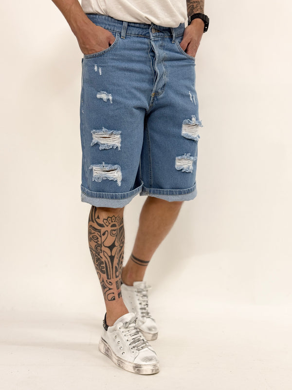 Bermuda A.D di jeans con rotture intermedio