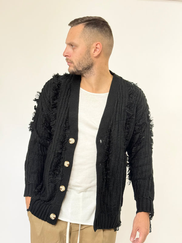 Cardigan J.A over con rotture nero