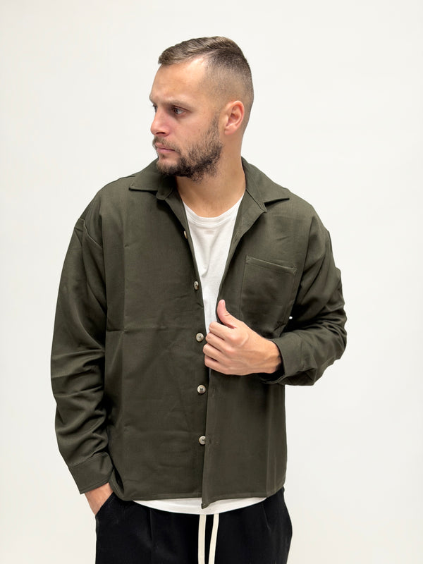 Camicia crop boxy fit verde