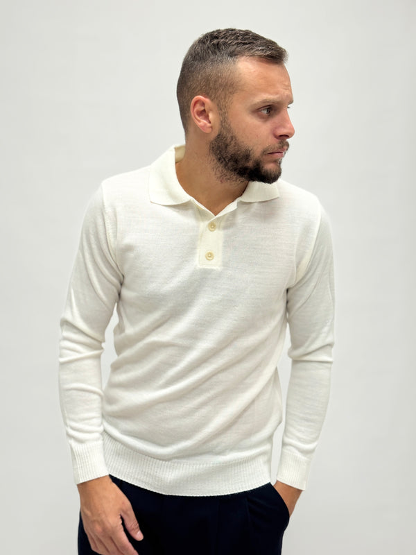 Polo AD manica lunga bianca