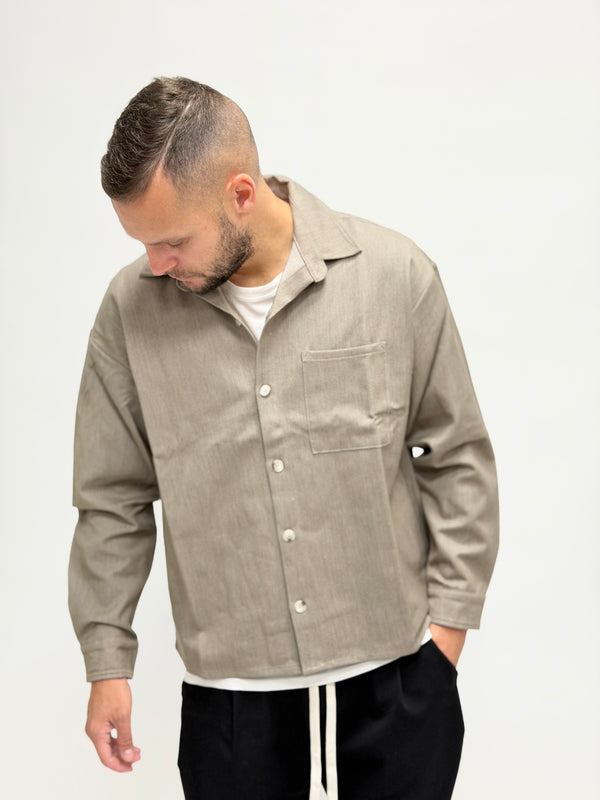 Camicia crop boxy fit beige scuro