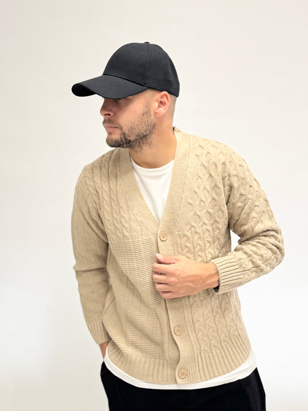 Cardigan AD basico intrecciato misto camel