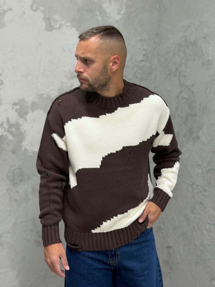 Maglione JW over con rotture camu moro