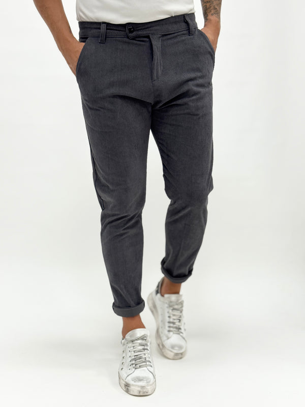 Pantalone TOKYO elegant velluto piombo