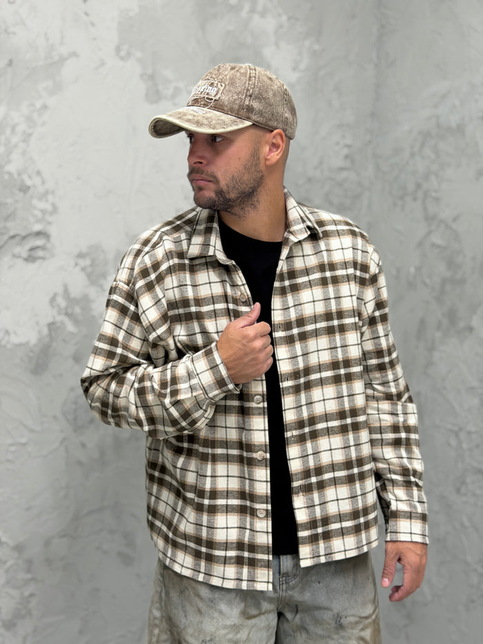 Camicia flanella a quadri camel