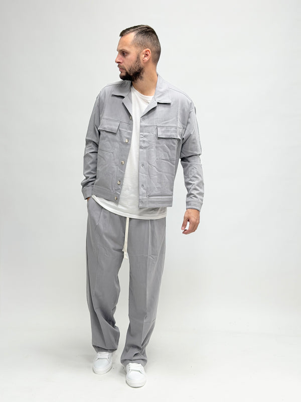 Coordinato ISA Over giacca crop grigio chiaro