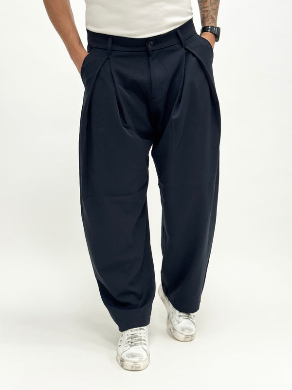 Pantalone VALENCIA japan doppia pinces blu