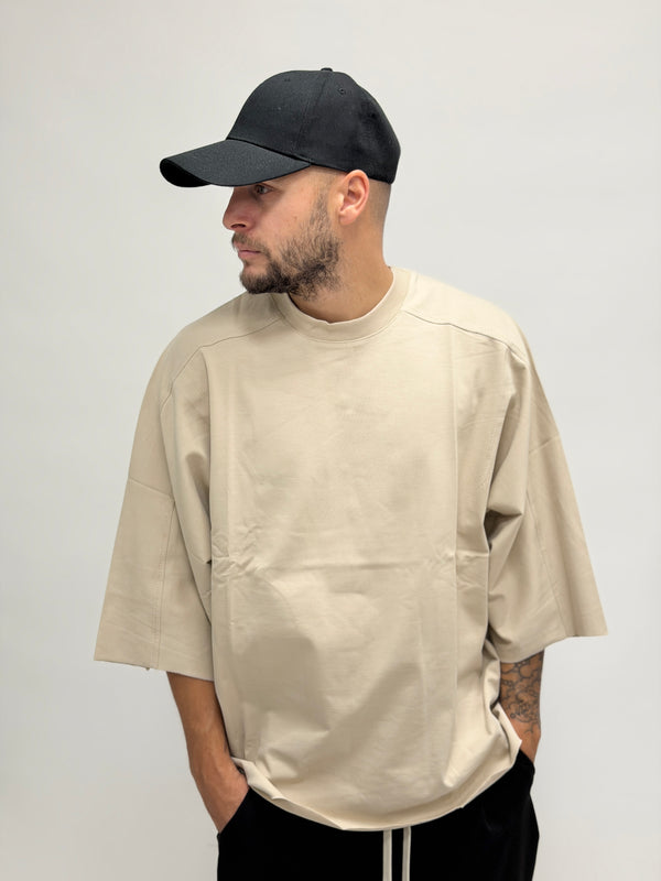 T-shirt maxi oversize manica trequarti beige