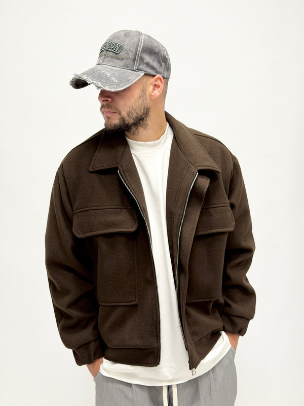 Giubbotto in panno oversize moro