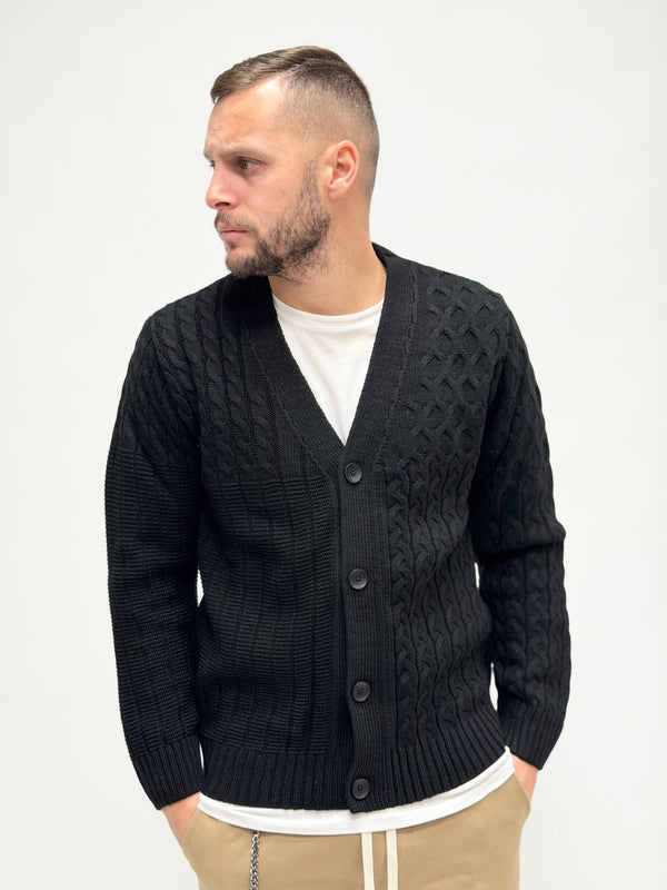 Cardigan AD basico intrecciato misto nero