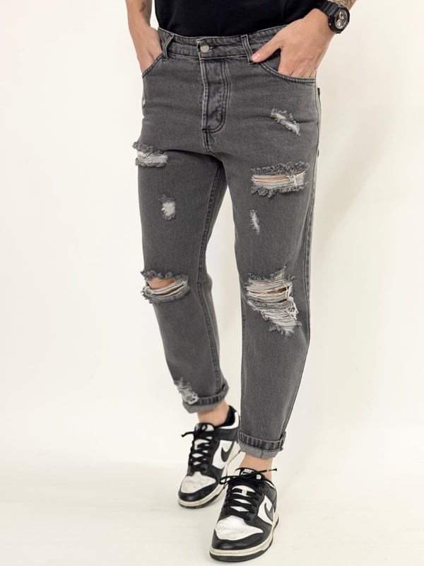 Jeans C.H cropped grigio rotture