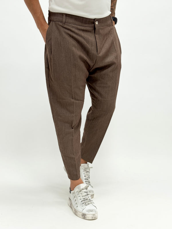 Pantalone MADRID con pinces moro chiaro