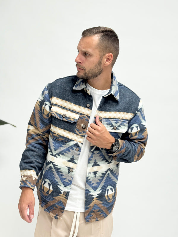 Giacca/Camicia lanetta azteca light blu