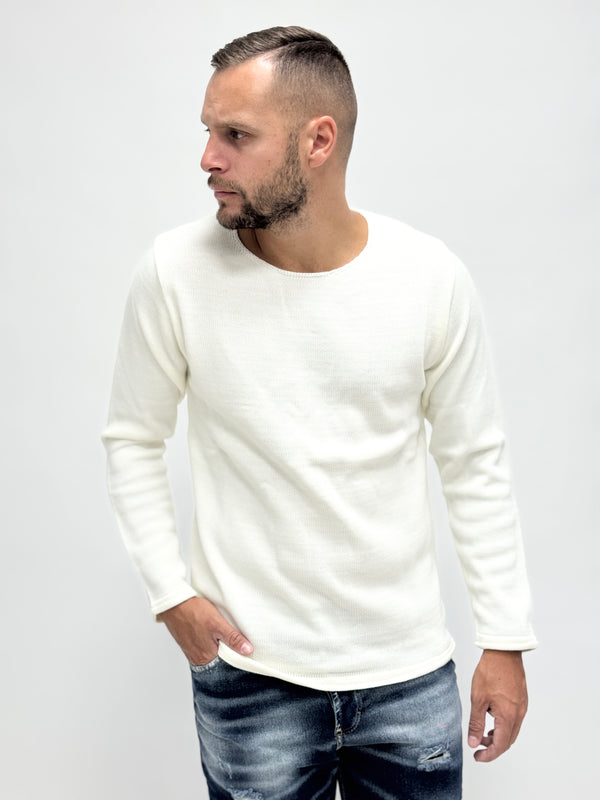 Maglioncino AD basico taglio vivo bianco