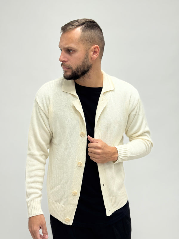 Cardigan AD basico colletto panna