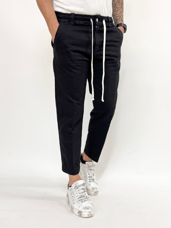 Pantalone PARIGI cotone coulisse nero