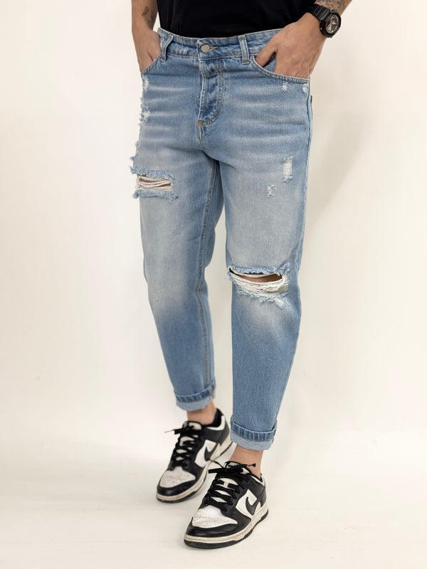 Jeans A.D cropped stone wash rotture