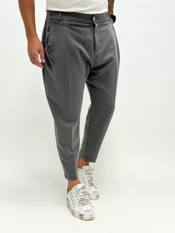 Pantalone MADRID con pinces grigio scuro