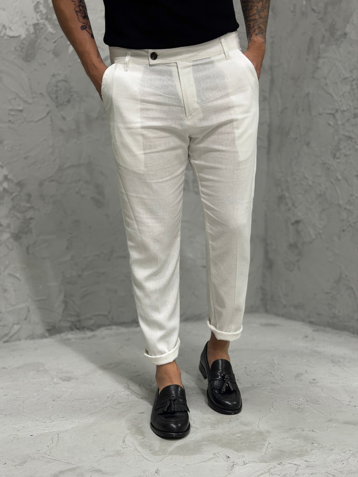 Pantalone TOKYO lino bianco