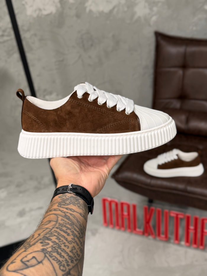 Sneakers num over scamosciate moro