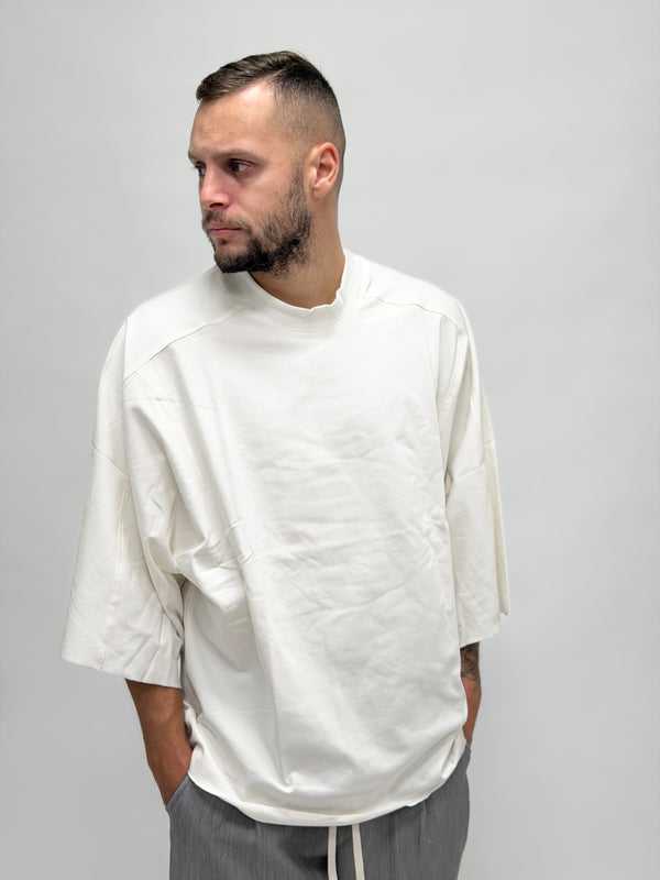 T-shirt maxi oversize manica trequarti bianca