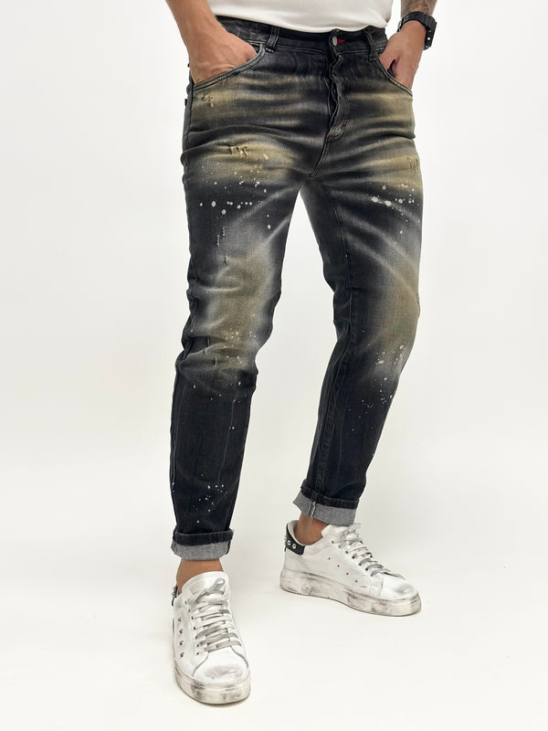 Jeans modello DSQ slim macchiato grigio
