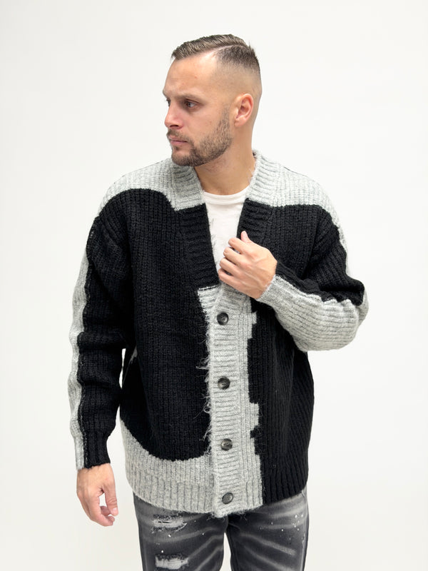 Cardigan maxi oversize grigio