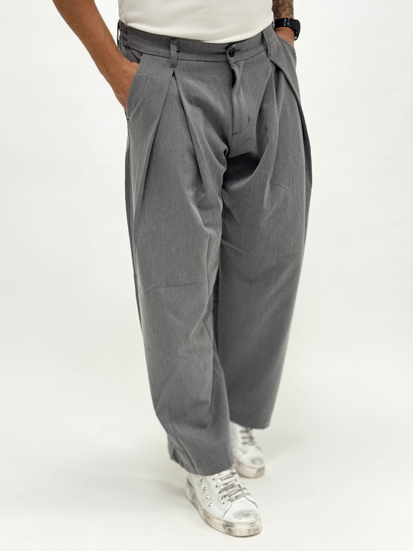 Pantalone VALENCIA japan doppia pinces grigio
