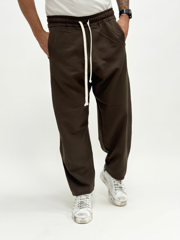 Pantalone LISBONA fondo ampio cuciture moro