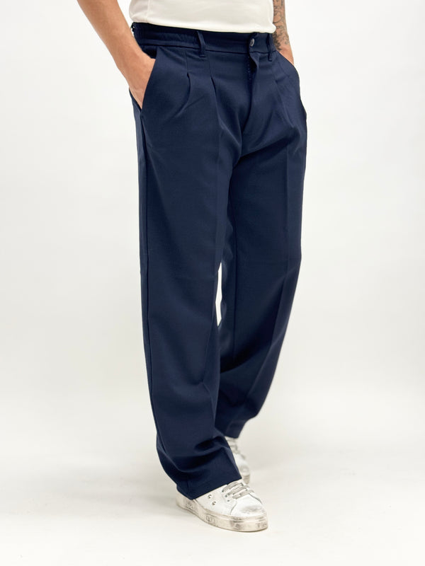 Pantalone MONTE CARLO sartoriale fondo ampio blu